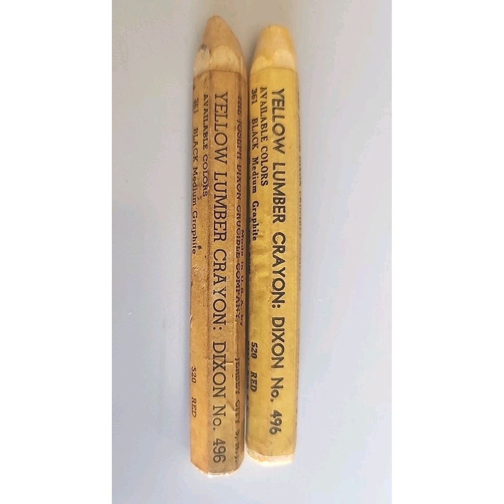 2 Dixon Lumber Crayons Yellow 496 Hex Vintage Made In USA